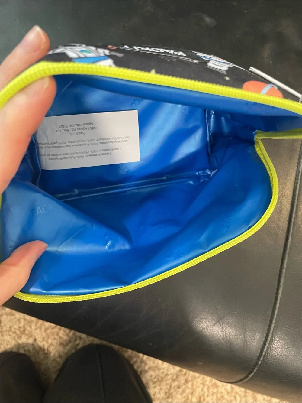PackIt-Snack Bag Freezable Astronaut Print Pouch - Black with Lime Zipper